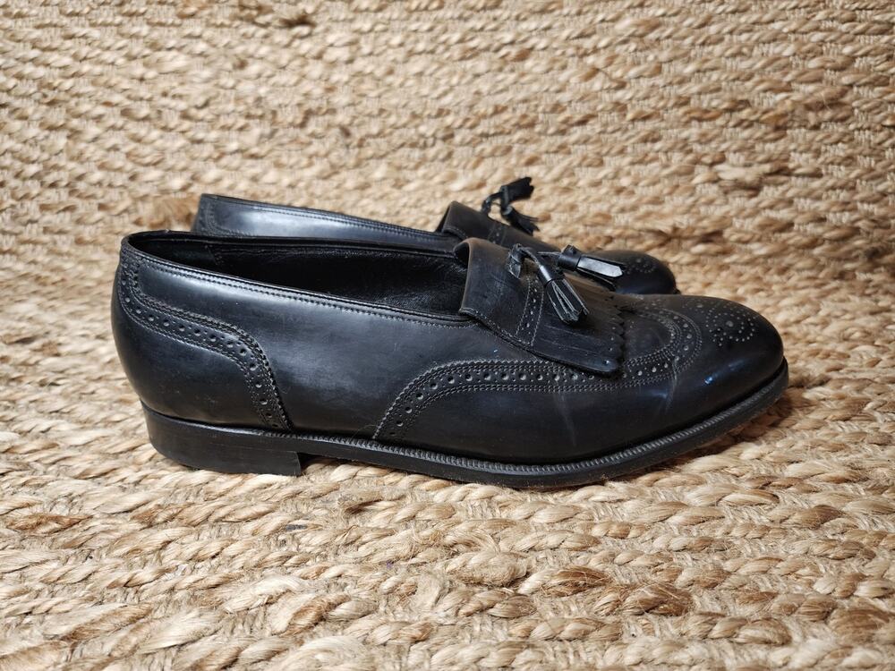 Florsheim Imperial Dress Shoes Men's Sz. 10 Black Wingtip Leather Loafers